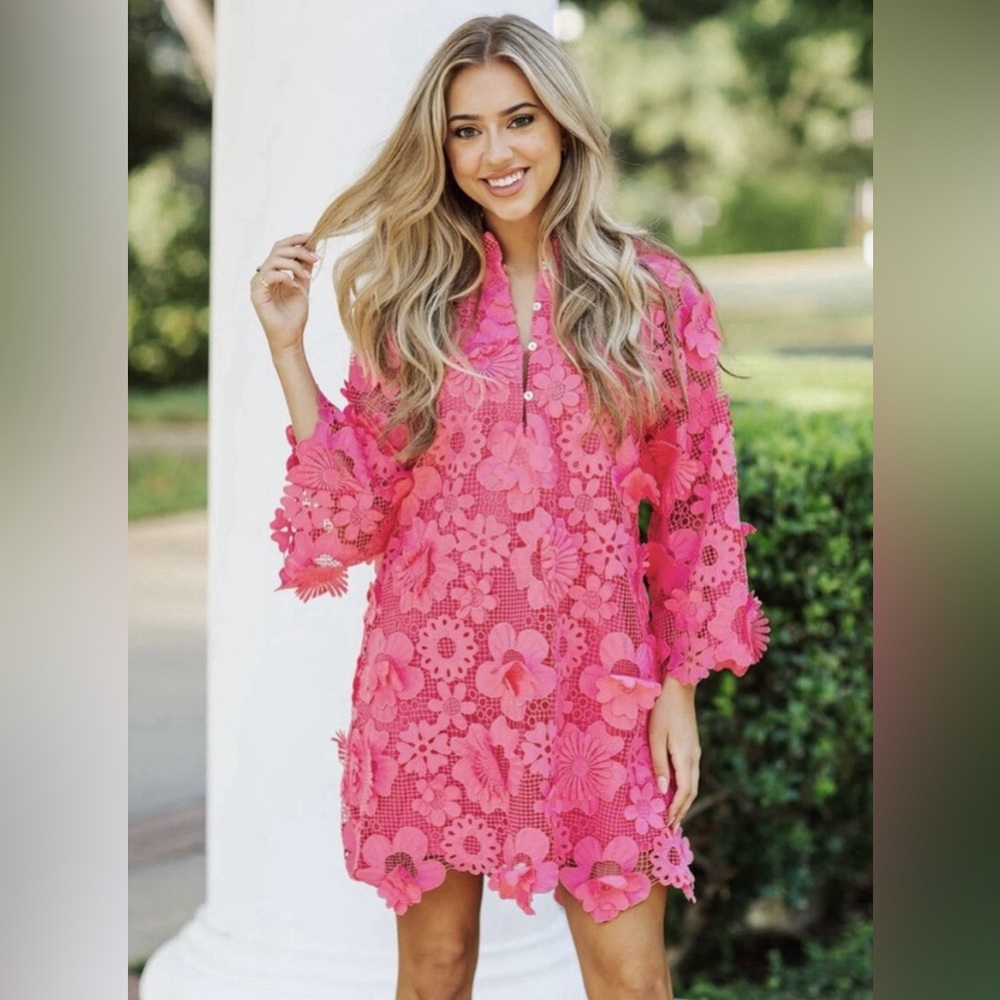 Floral Pink Lace Dress